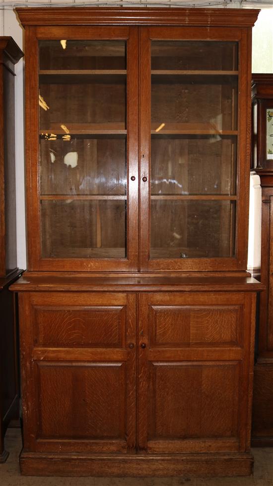Edwardian oak bookcase cabinet